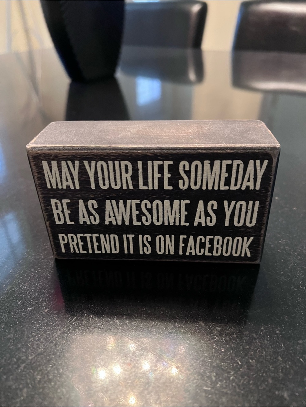 Primitives by Kathy Black and White Funny Facebook Quote Block Box Sign